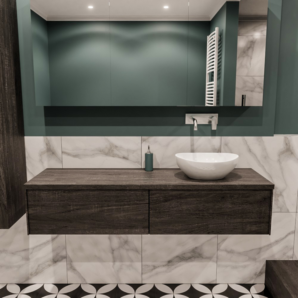 MONDIAZ LUSH 150cm mueble de baño Dark Brown 2 cajones lavabo BARCO Derecho sin orificio 2 MONDIAZ LUSH 150cm mueble de baño Dark Brown 2 cajones lavabo BARCO Derecho sin orificio - Imagen 2