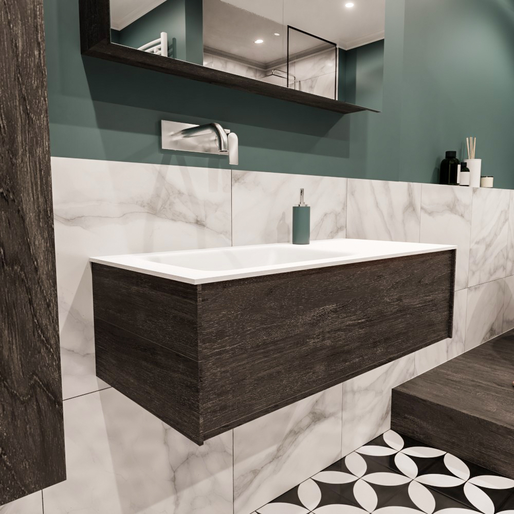 MONDIAZ LUSH 100cm mueble de baño Dark Brown 1 cajón lavabo CLOUD Izquierda sin orificio 3 MONDIAZ LUSH 100cm mueble de baño Dark Brown 1 cajón lavabo CLOUD Izquierda sin orificio - Imagen 3