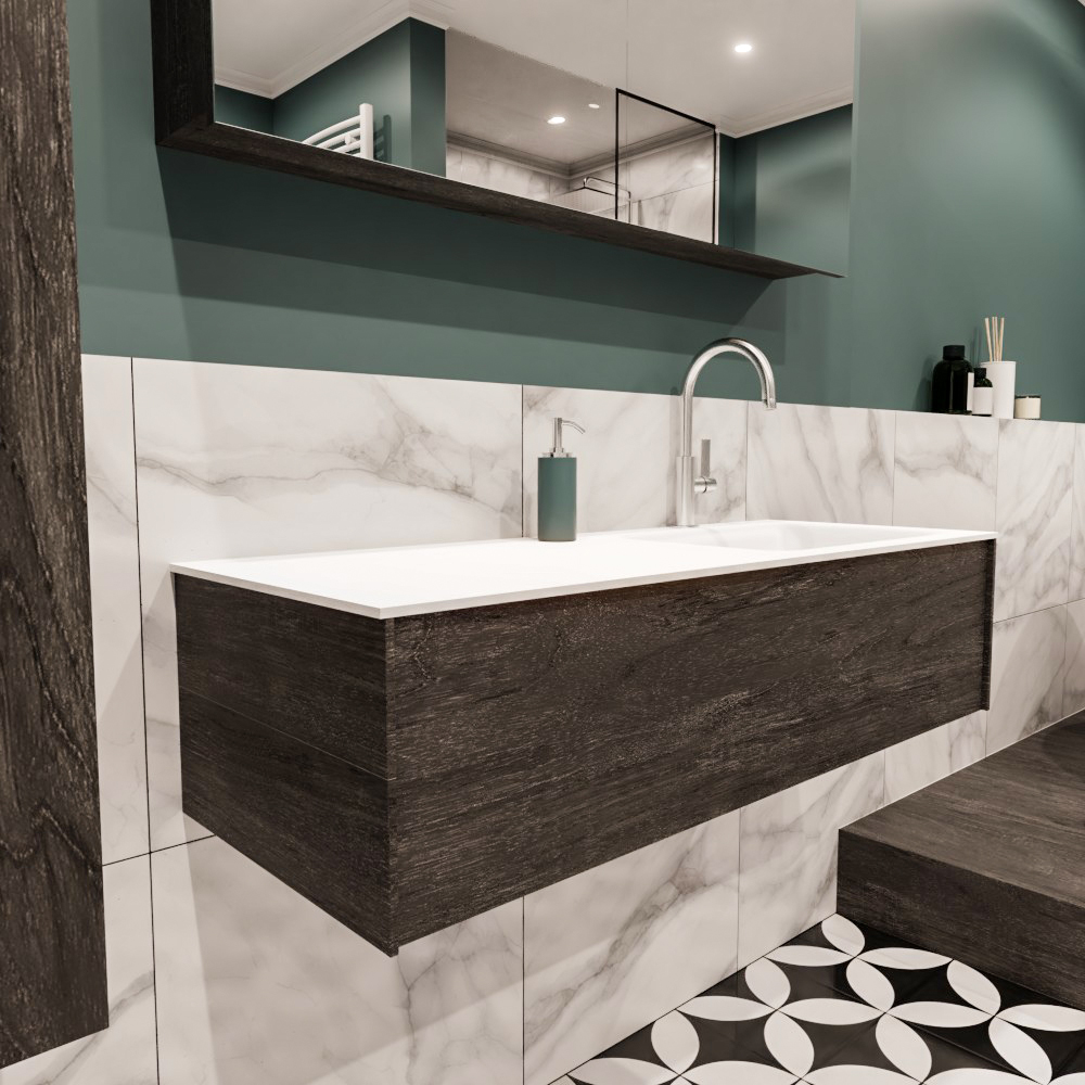 MONDIAZ LUSH 120cm mueble de baño Dark Brown 1 cajón lavabo CLOUD Derecho 1 orificio 3 MONDIAZ LUSH 120cm mueble de baño Dark Brown 1 cajón lavabo CLOUD Derecho 1 orificio - Imagen 3