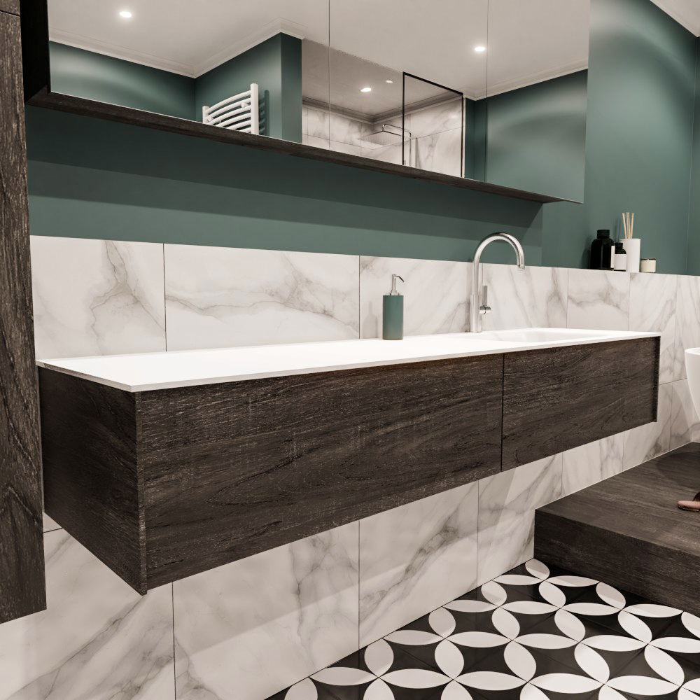 MONDIAZ LUSH 180cm mueble de baño Dark Brown 2 cajones lavabo CLOUD Derecho 1 orificio 3 MONDIAZ LUSH 180cm mueble de baño Dark Brown 2 cajones lavabo CLOUD Derecho 1 orificio - Imagen 3