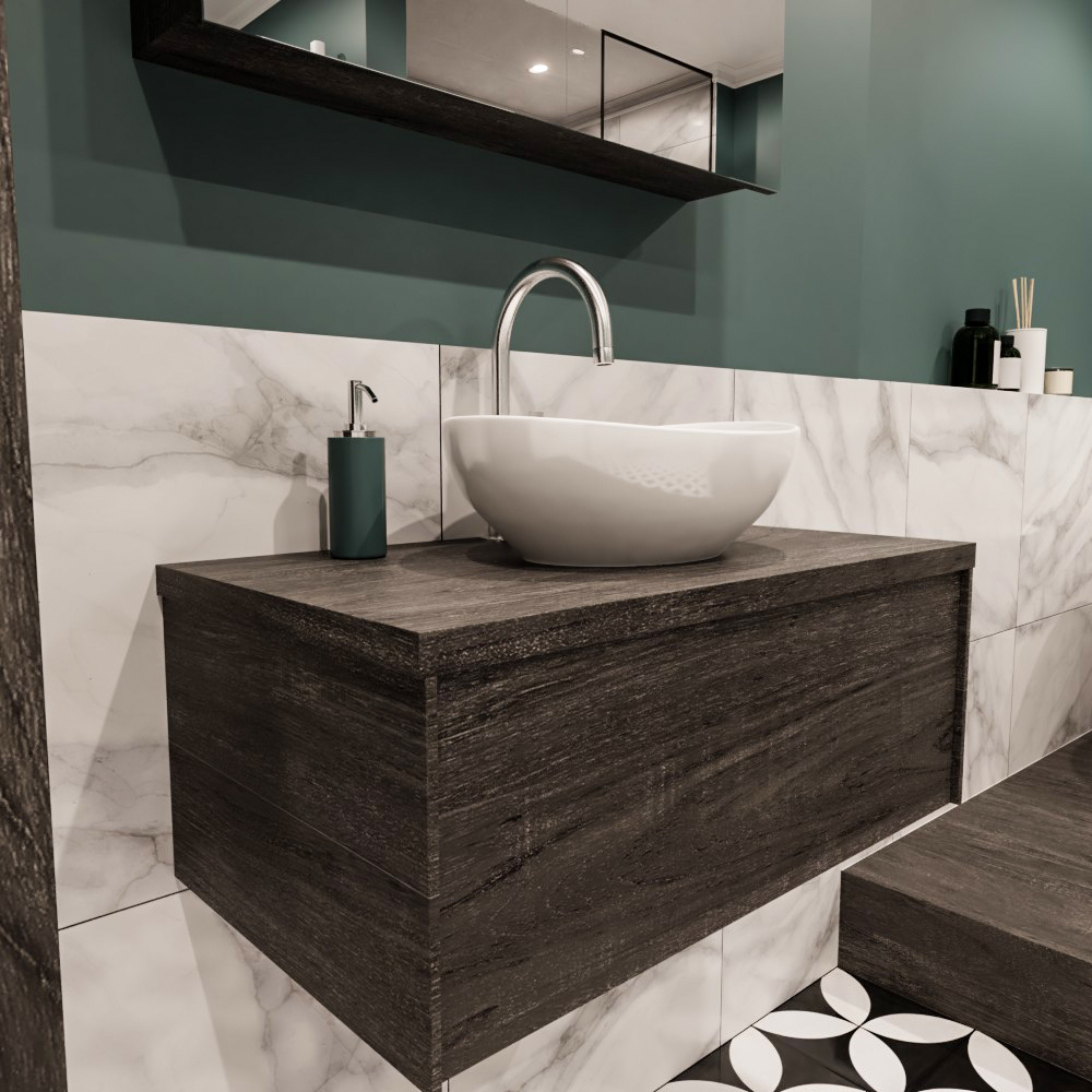 MONDIAZ LUSH 80cm mueble de baño Dark Brown 1 cajón lavabo BARCO Centro 1 orificio 3 MONDIAZ LUSH 80cm mueble de baño Dark Brown 1 cajón lavabo BARCO Centro 1 orificio - Imagen 3