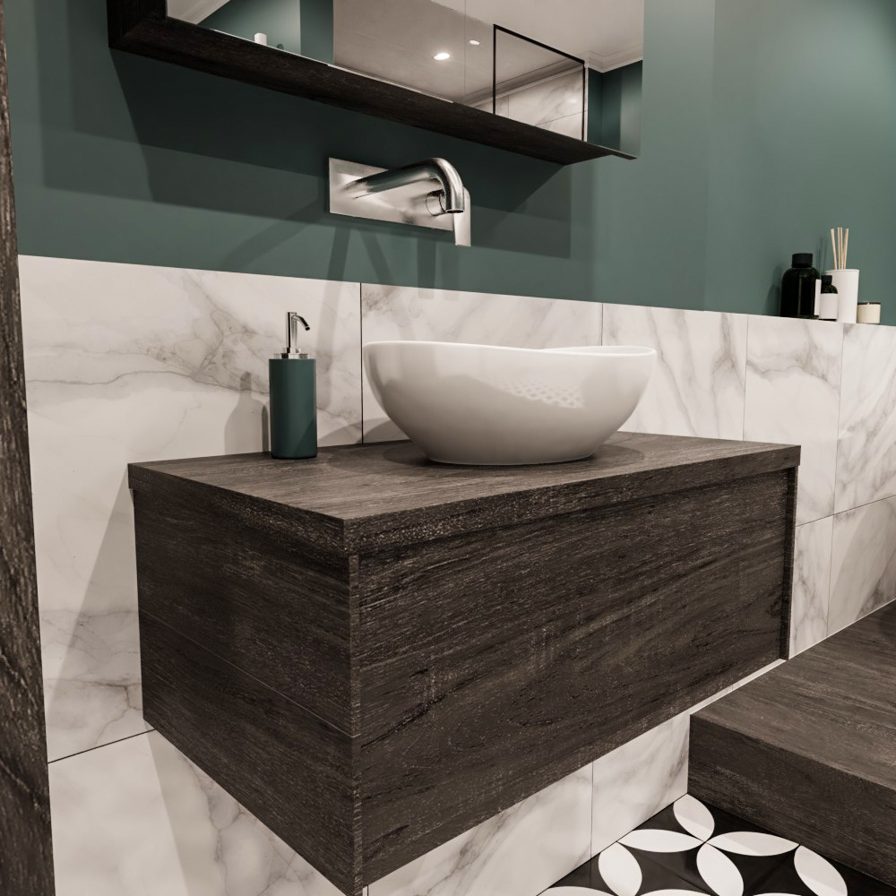 MONDIAZ LUSH 80cm mueble de baño Dark Brown 1 cajón lavabo BARCO Centro sin orificio 3 MONDIAZ LUSH 80cm mueble de baño Dark Brown 1 cajón lavabo BARCO Centro sin orificio - Imagen 3