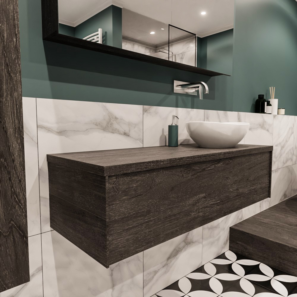 MONDIAZ LUSH 120cm mueble de baño Dark Brown 1 cajón lavabo BARCO Derecho sin orificio 3 MONDIAZ LUSH 120cm mueble de baño Dark Brown 1 cajón lavabo BARCO Derecho sin orificio - Imagen 3