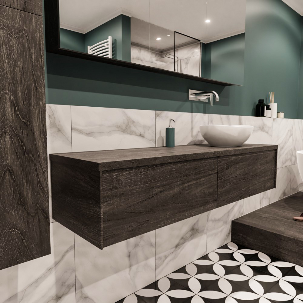 MONDIAZ LUSH 150cm mueble de baño Dark Brown 2 cajones lavabo BARCO Derecho sin orificio 3 MONDIAZ LUSH 150cm mueble de baño Dark Brown 2 cajones lavabo BARCO Derecho sin orificio - Imagen 3