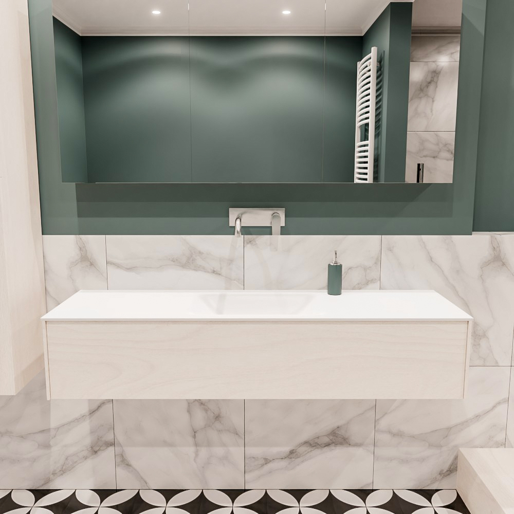 MONDIAZ LUSH 150cm mueble de baño Underlayment 1 cajón lavabo CLOUD Centro sin orificio 2 MONDIAZ LUSH 150cm mueble de baño Underlayment 1 cajón lavabo CLOUD Centro sin orificio - Imagen 2