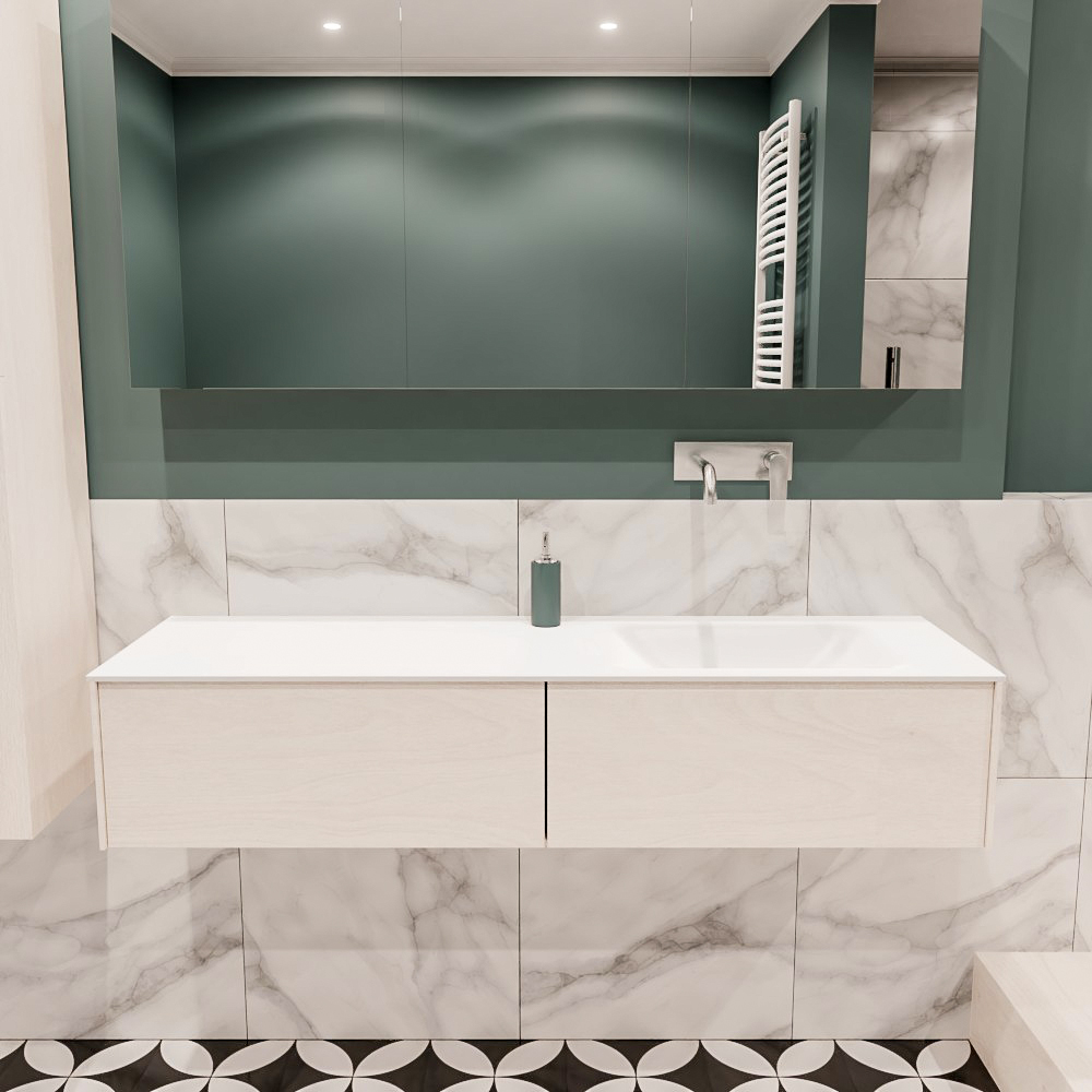 MONDIAZ LUSH 150cm mueble de baño Underlayment 2 cajones lavabo CLOUD Derecho sin orificio 2 MONDIAZ LUSH 150cm mueble de baño Underlayment 2 cajones lavabo CLOUD Derecho sin orificio - Imagen 2