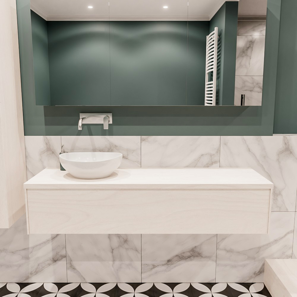 MONDIAZ LUSH 150cm mueble de baño Underlayment 1 cajón lavabo BARCO Izquierda sin orificio 2 MONDIAZ LUSH 150cm mueble de baño Underlayment 1 cajón lavabo BARCO Izquierda sin orificio - Imagen 2