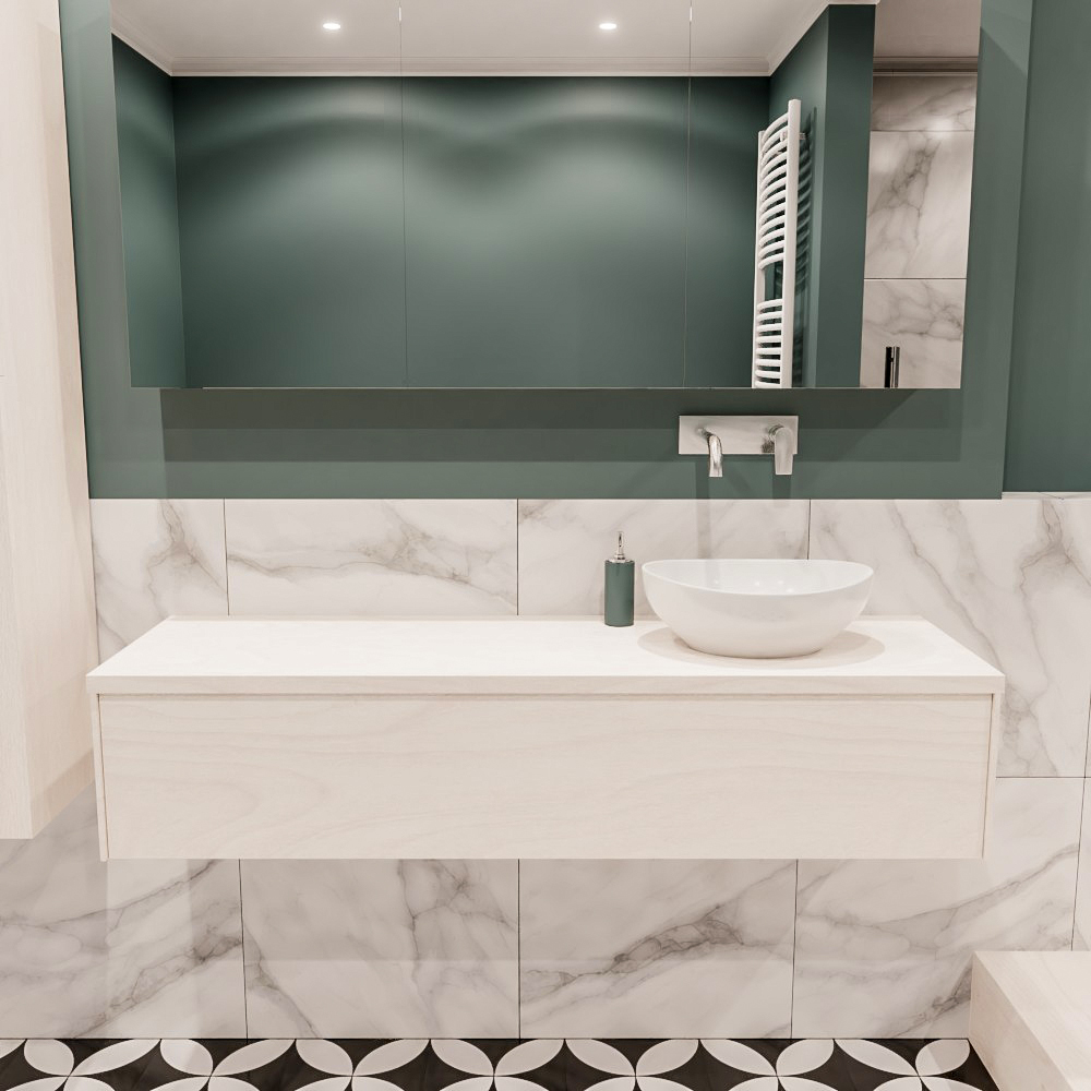 MONDIAZ LUSH 150cm mueble de baño Underlayment 1 cajón lavabo BARCO Derecho sin orificio 2 MONDIAZ LUSH 150cm mueble de baño Underlayment 1 cajón lavabo BARCO Derecho sin orificio - Imagen 2