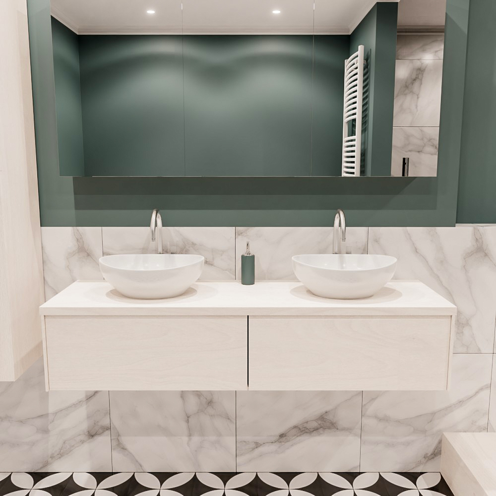 MONDIAZ LUSH 150cm mueble de baño Underlayment 2 cajones lavabo BARCO Doble 2 orificios 2 MONDIAZ LUSH 150cm mueble de baño Underlayment 2 cajones lavabo BARCO Doble 2 orificios - Imagen 2