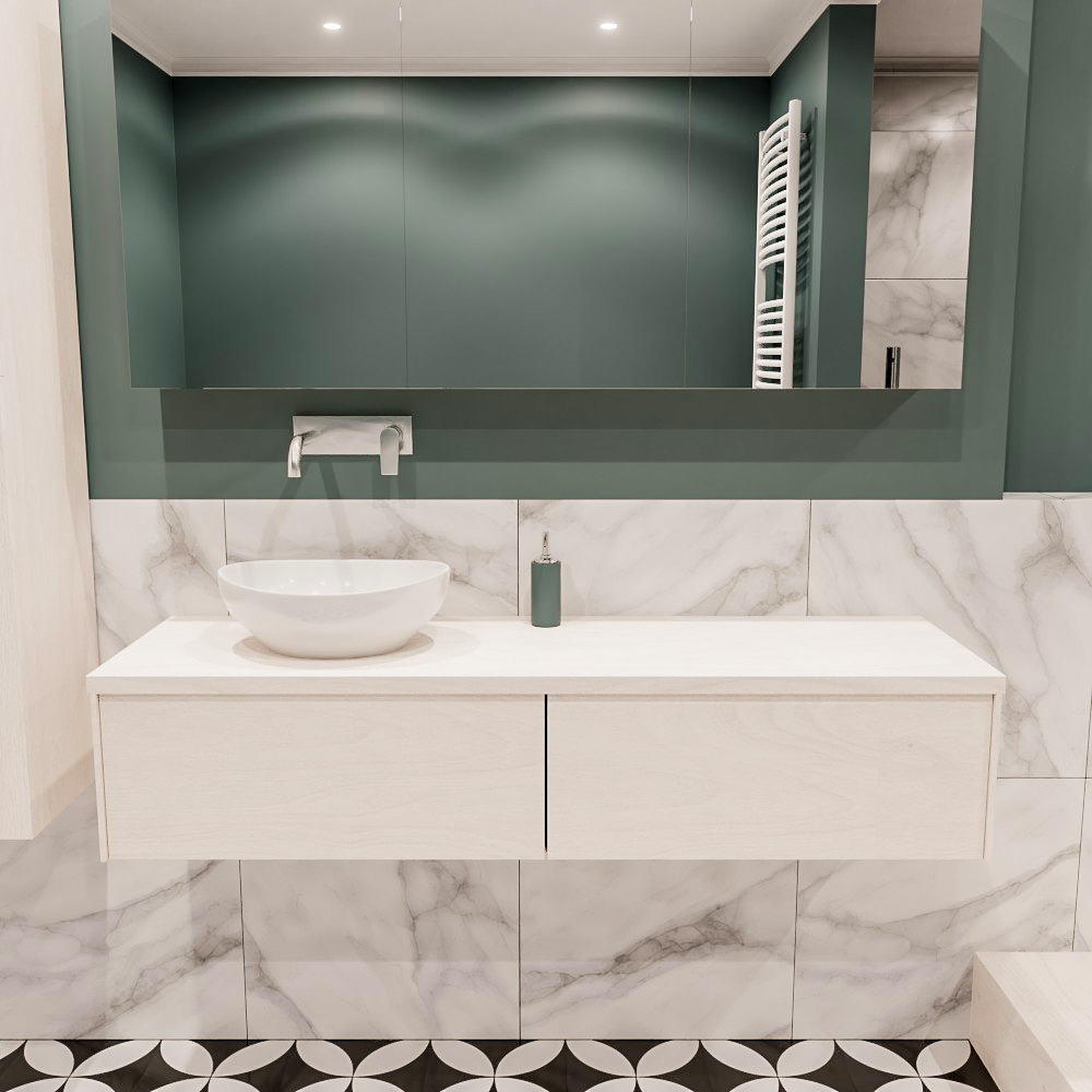 MONDIAZ LUSH 150cm mueble de baño Underlayment 2 cajones lavabo BARCO Izquierda sin orificio 2 MONDIAZ LUSH 150cm mueble de baño Underlayment 2 cajones lavabo BARCO Izquierda sin orificio - Imagen 2