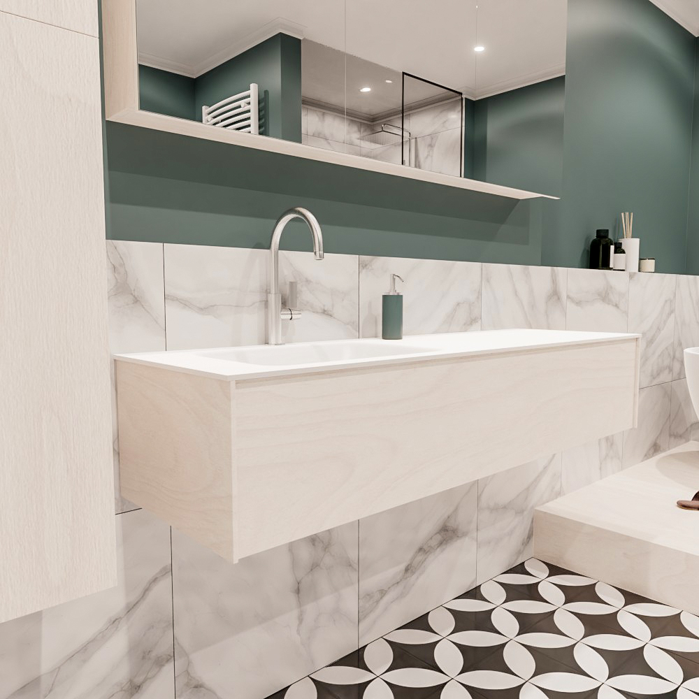 MONDIAZ LUSH 150cm mueble de baño Underlayment 1 cajón lavabo CLOUD Izquierda 1 orificio 3 MONDIAZ LUSH 150cm mueble de baño Underlayment 1 cajón lavabo CLOUD Izquierda 1 orificio - Imagen 3