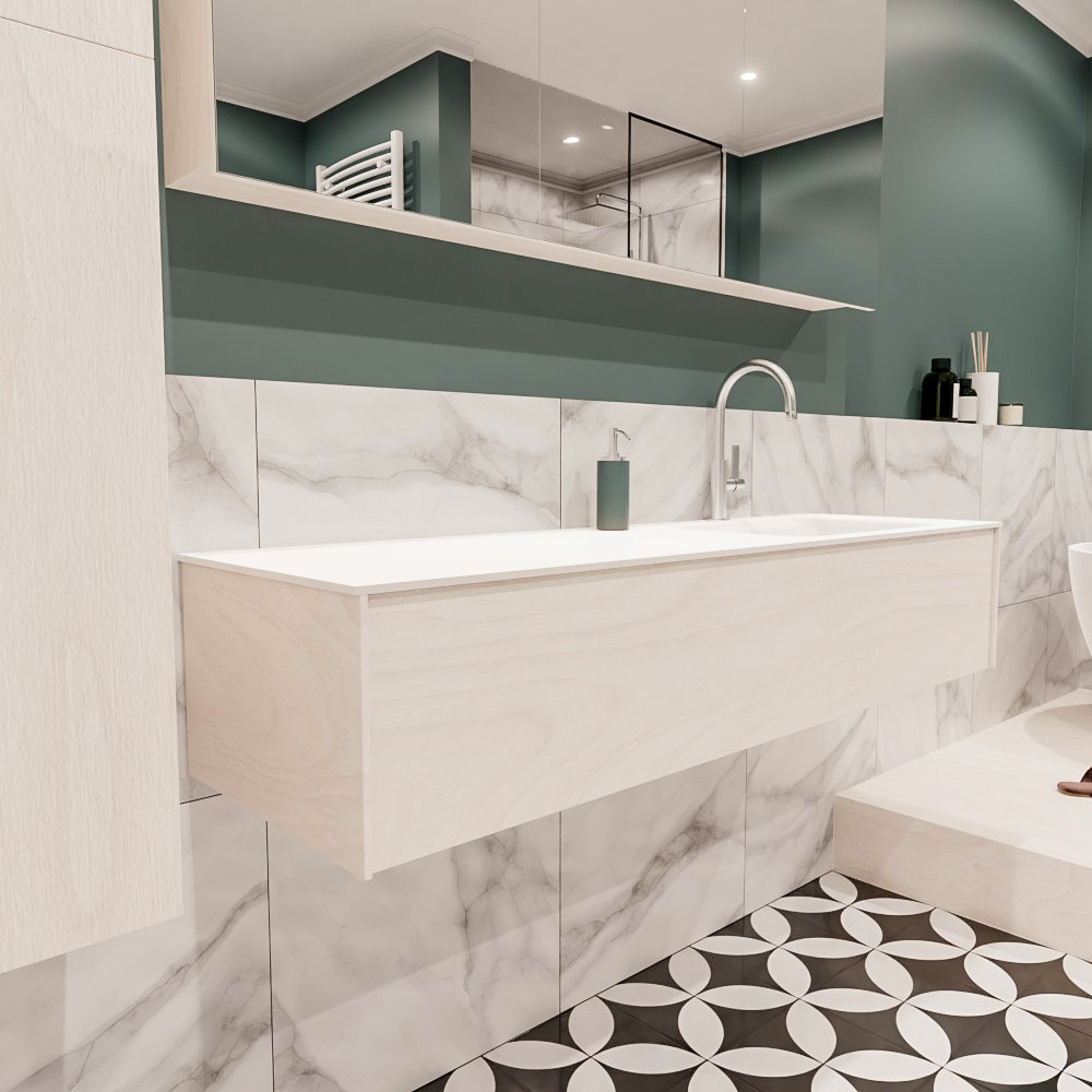 MONDIAZ LUSH 150cm mueble de baño Underlayment 1 cajón lavabo CLOUD Derecho 1 orificio 3 MONDIAZ LUSH 150cm mueble de baño Underlayment 1 cajón lavabo CLOUD Derecho 1 orificio - Imagen 3