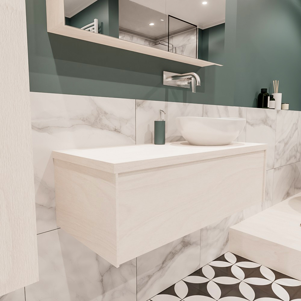 MONDIAZ LUSH 100cm mueble de baño Underlayment 1 cajón lavabo BARCO Derecho sin orificio 3 MONDIAZ LUSH 100cm mueble de baño Underlayment 1 cajón lavabo BARCO Derecho sin orificio - Imagen 3