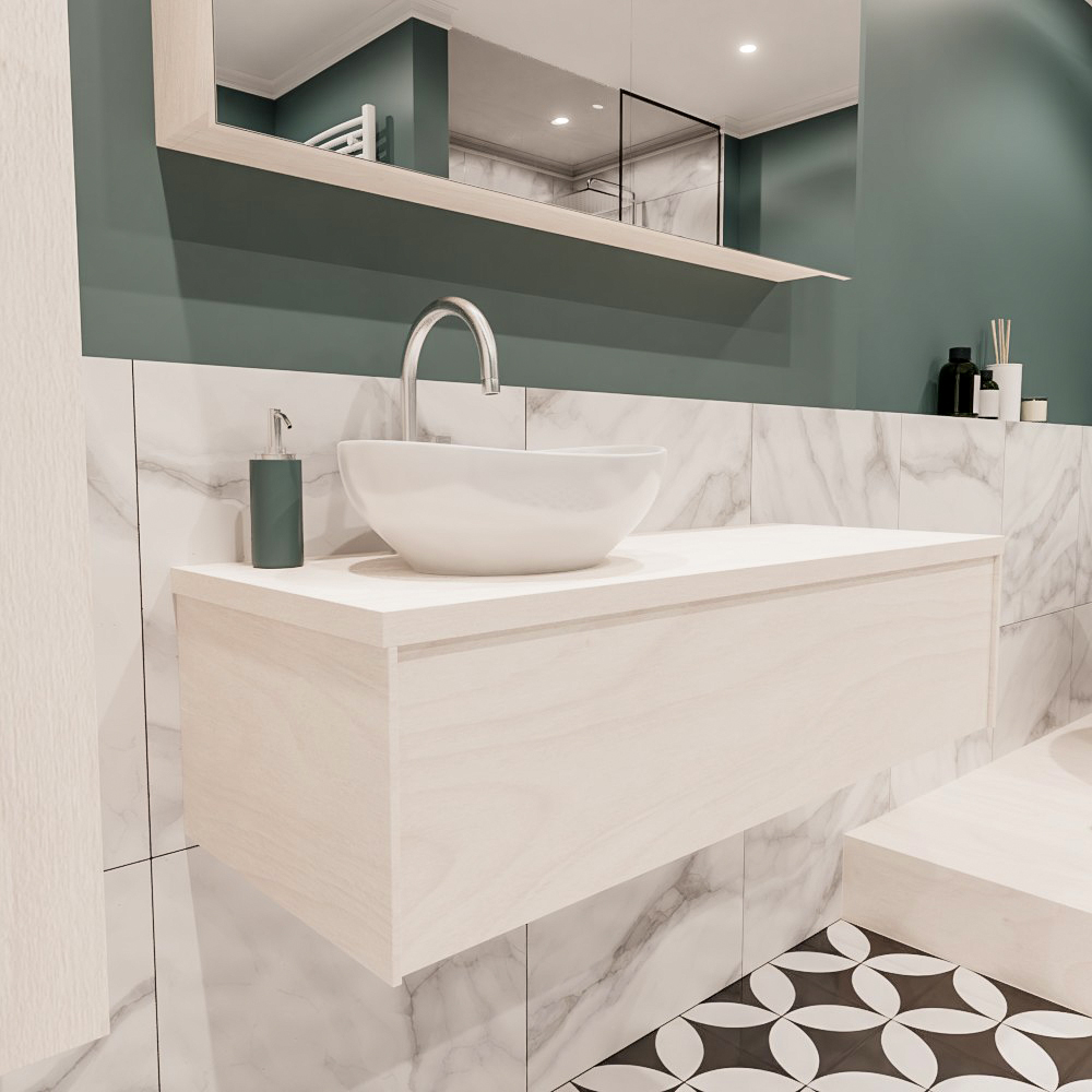 MONDIAZ LUSH 120cm mueble de baño Underlayment 1 cajón lavabo BARCO Izquierda 1 orificio 3 MONDIAZ LUSH 120cm mueble de baño Underlayment 1 cajón lavabo BARCO Izquierda 1 orificio - Imagen 3