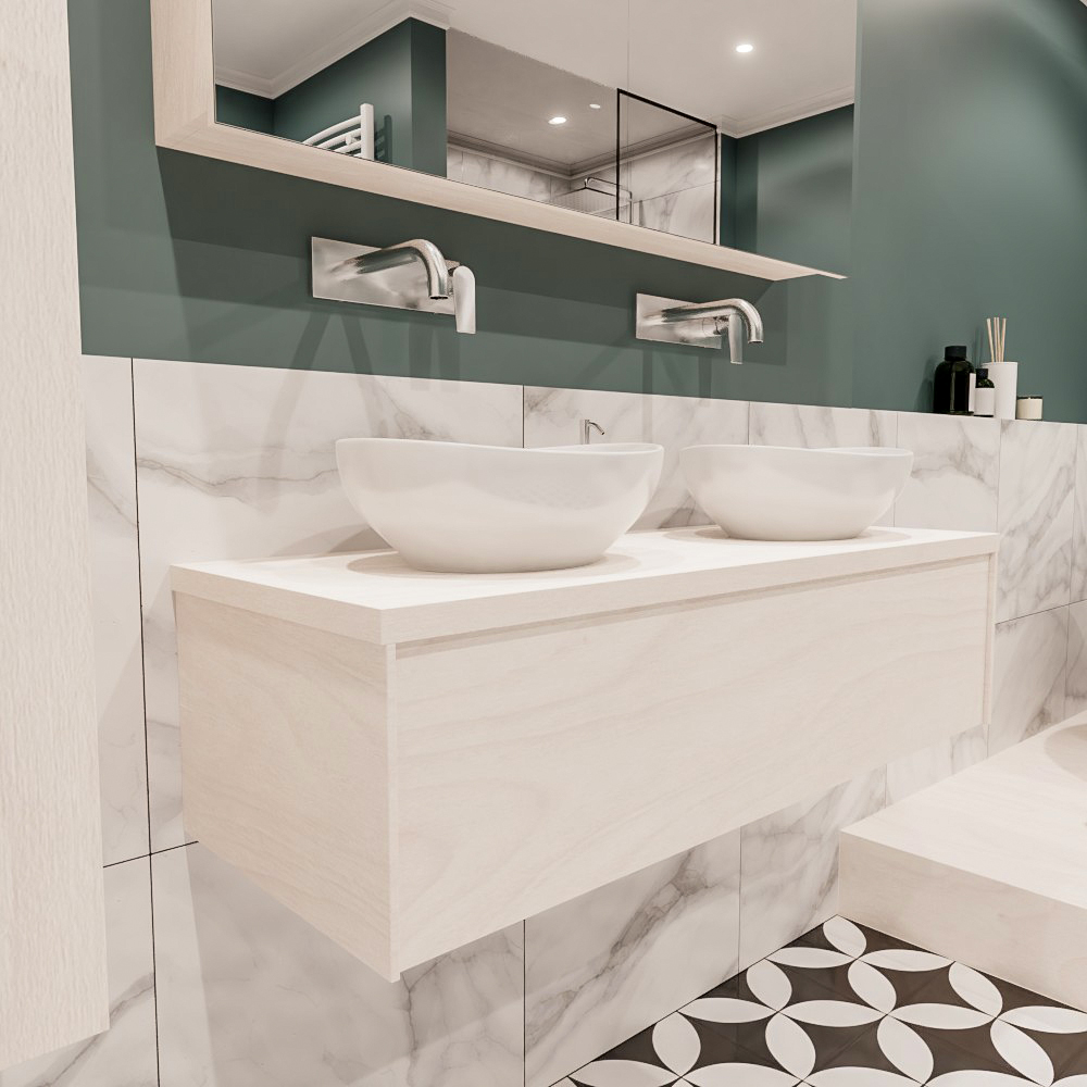 MONDIAZ LUSH 120cm mueble de baño Underlayment 1 cajón lavabo BARCO Doble sin orificio 3 MONDIAZ LUSH 120cm mueble de baño Underlayment 1 cajón lavabo BARCO Doble sin orificio - Imagen 3