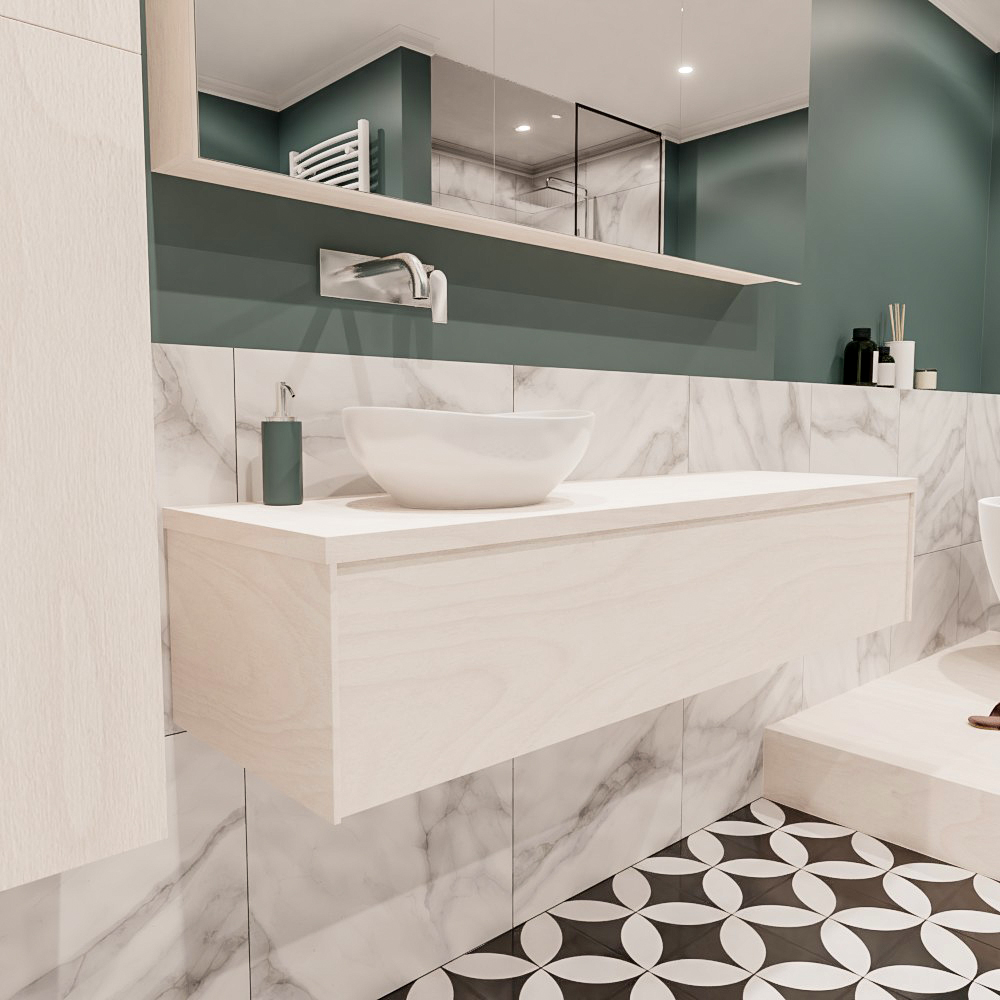 MONDIAZ LUSH 150cm mueble de baño Underlayment 1 cajón lavabo BARCO Izquierda sin orificio 3 MONDIAZ LUSH 150cm mueble de baño Underlayment 1 cajón lavabo BARCO Izquierda sin orificio - Imagen 3