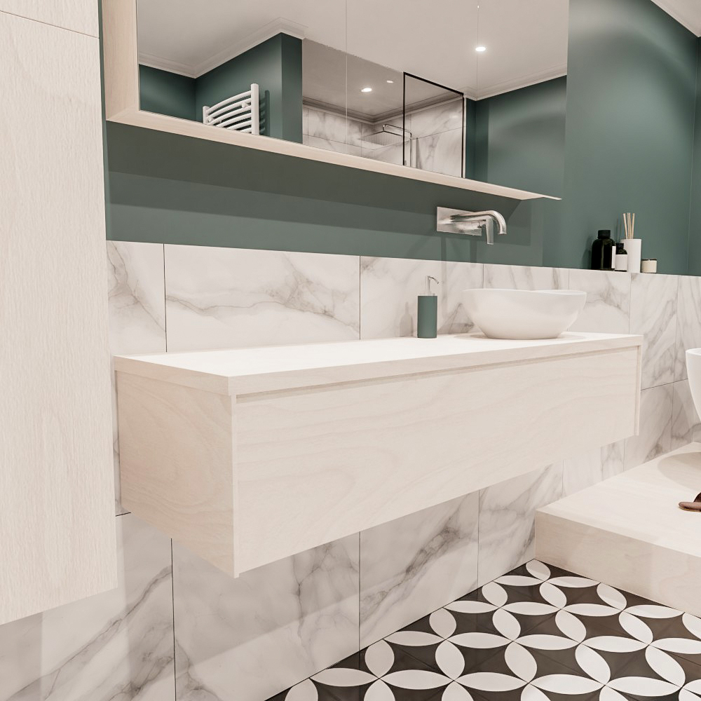 MONDIAZ LUSH 150cm mueble de baño Underlayment 1 cajón lavabo BARCO Derecho sin orificio 3 MONDIAZ LUSH 150cm mueble de baño Underlayment 1 cajón lavabo BARCO Derecho sin orificio - Imagen 3