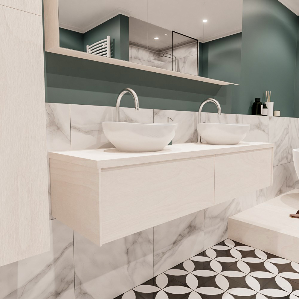MONDIAZ LUSH 150cm mueble de baño Underlayment 2 cajones lavabo BARCO Doble 2 orificios 3 MONDIAZ LUSH 150cm mueble de baño Underlayment 2 cajones lavabo BARCO Doble 2 orificios - Imagen 3