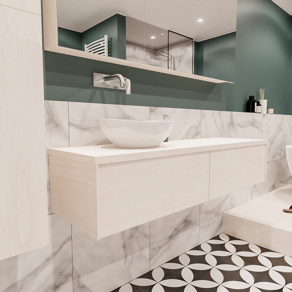 MONDIAZ LUSH 150cm mueble de baño Underlayment 2 cajones lavabo BARCO Izquierda sin orificio 3 MONDIAZ LUSH 150cm mueble de baño Underlayment 2 cajones lavabo BARCO Izquierda sin orificio - Imagen 3