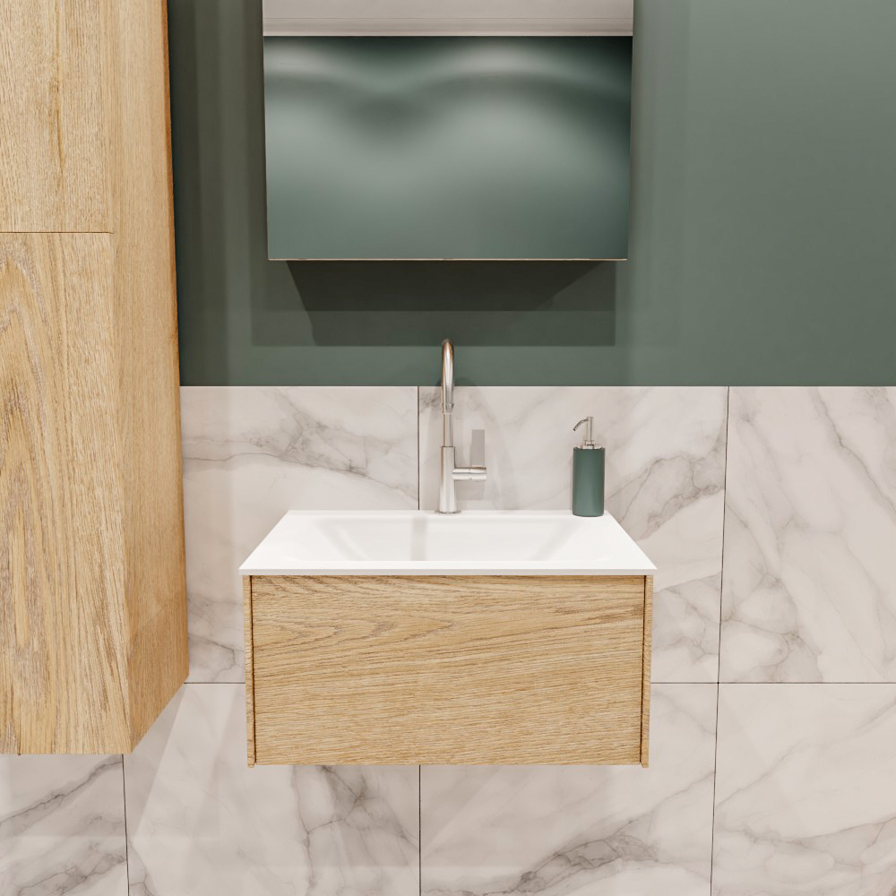 MONDIAZ LUSH 60cm mueble de baño Washed Oak 1 cajón lavabo CLOUD Centro 1 orificio 2 MONDIAZ LUSH 60cm mueble de baño Washed Oak 1 cajón lavabo CLOUD Centro 1 orificio - Imagen 2