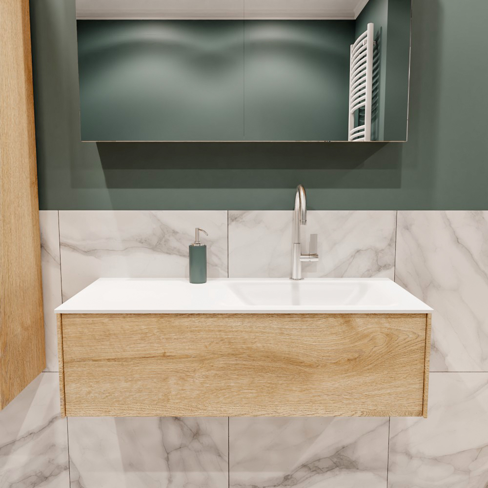MONDIAZ LUSH 100cm mueble de baño Washed Oak 1 cajón lavabo CLOUD Derecho 1 orificio 2 MONDIAZ LUSH 100cm mueble de baño Washed Oak 1 cajón lavabo CLOUD Derecho 1 orificio - Imagen 2