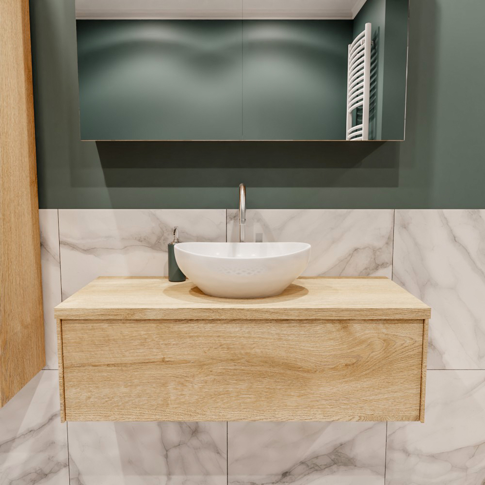MONDIAZ LUSH 100cm mueble de baño Washed Oak 1 cajón lavabo BARCO Centro 1 orificio 2 MONDIAZ LUSH 100cm mueble de baño Washed Oak 1 cajón lavabo BARCO Centro 1 orificio - Imagen 2