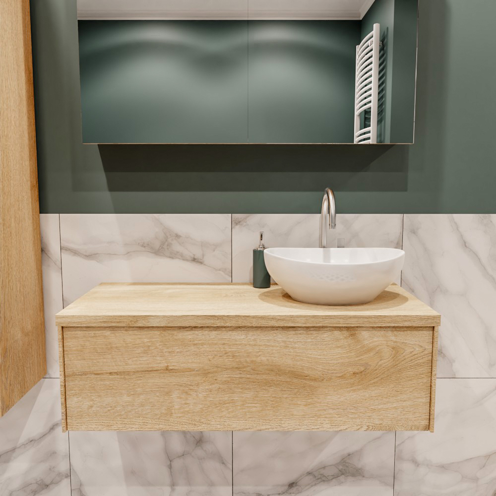 MONDIAZ LUSH 100cm mueble de baño Washed Oak 1 cajón lavabo BARCO Derecho 1 orificio 2 MONDIAZ LUSH 100cm mueble de baño Washed Oak 1 cajón lavabo BARCO Derecho 1 orificio - Imagen 2