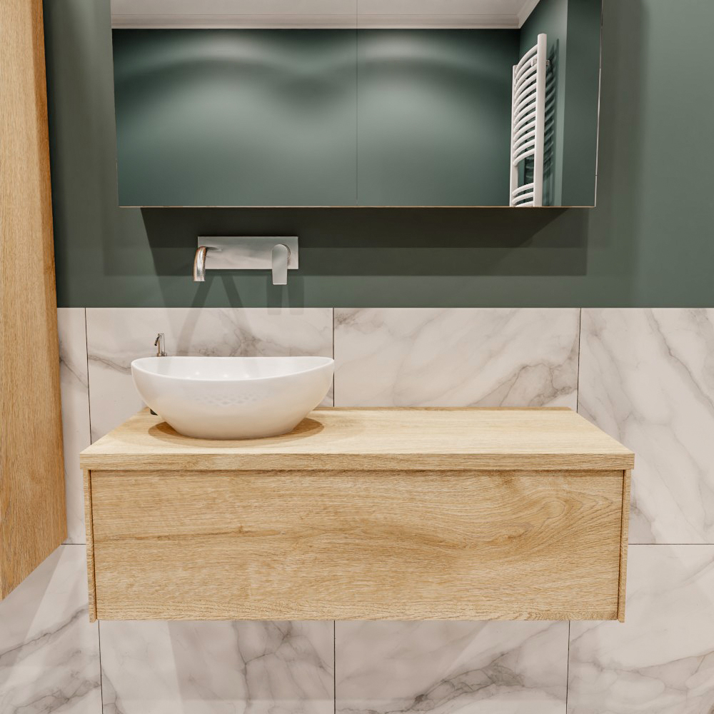 MONDIAZ LUSH 100cm mueble de baño Washed Oak 1 cajón lavabo BARCO Izquierda sin orificio 2 MONDIAZ LUSH 100cm mueble de baño Washed Oak 1 cajón lavabo BARCO Izquierda sin orificio - Imagen 2