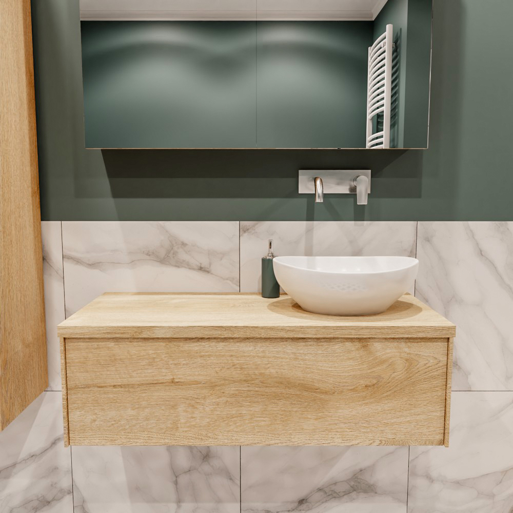 MONDIAZ LUSH 100cm mueble de baño Washed Oak 1 cajón lavabo BARCO Derecho sin orificio 2 MONDIAZ LUSH 100cm mueble de baño Washed Oak 1 cajón lavabo BARCO Derecho sin orificio - Imagen 2