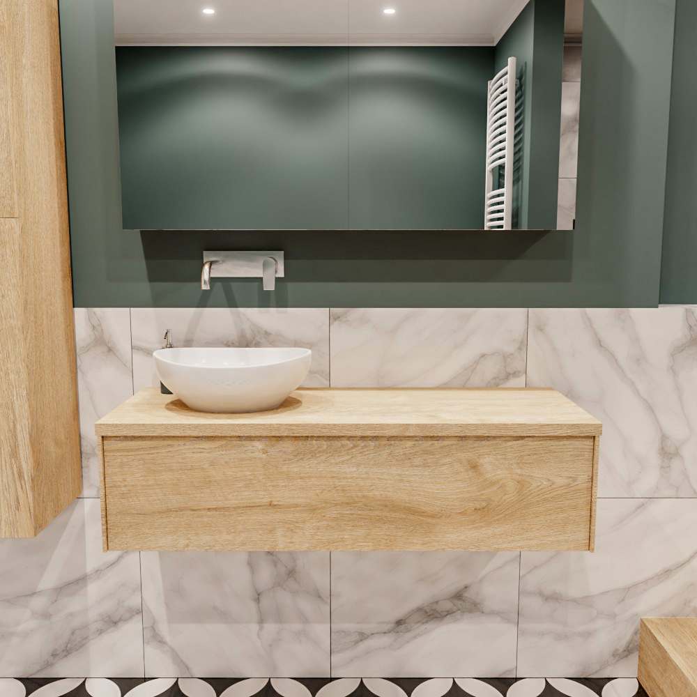 MONDIAZ LUSH 120cm mueble de baño Washed Oak 1 cajón lavabo BARCO Izquierda sin orificio 2 MONDIAZ LUSH 120cm mueble de baño Washed Oak 1 cajón lavabo BARCO Izquierda sin orificio - Imagen 2