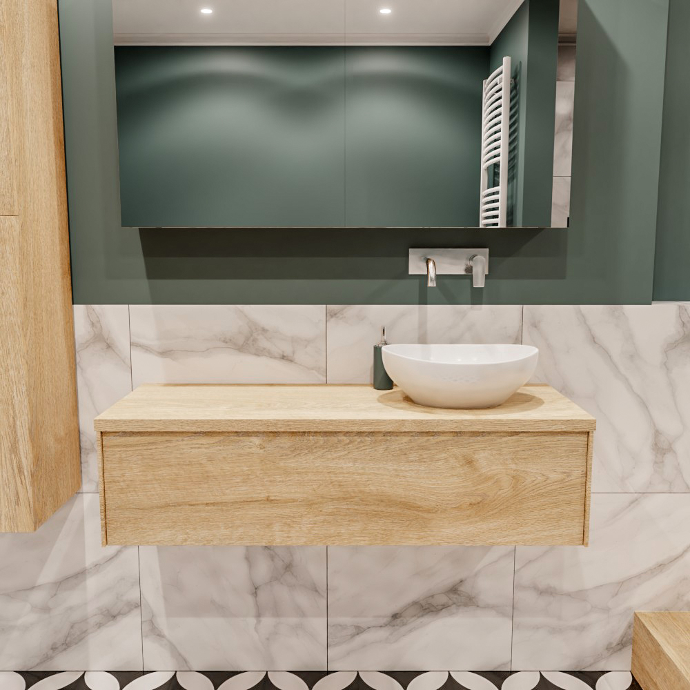 MONDIAZ LUSH 120cm mueble de baño Washed Oak 1 cajón lavabo BARCO Derecho sin orificio 2 MONDIAZ LUSH 120cm mueble de baño Washed Oak 1 cajón lavabo BARCO Derecho sin orificio - Imagen 2