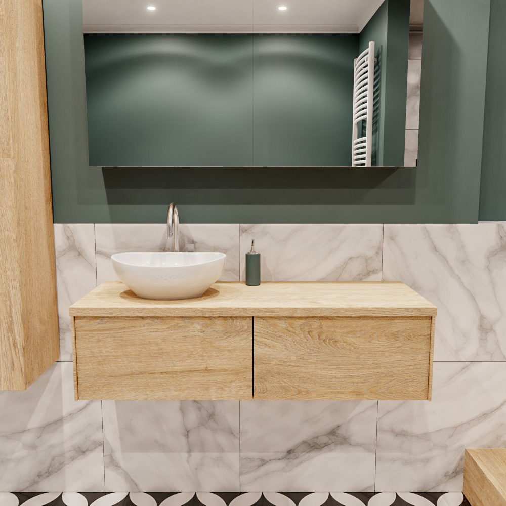 MONDIAZ LUSH 120cm mueble de baño Washed Oak 2 cajones lavabo BARCO Izquierda 1 orificio 2 MONDIAZ LUSH 120cm mueble de baño Washed Oak 2 cajones lavabo BARCO Izquierda 1 orificio - Imagen 2