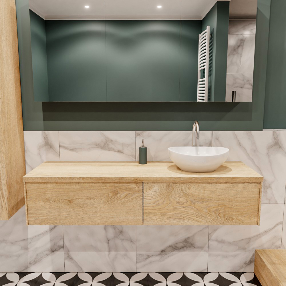 MONDIAZ LUSH 150cm mueble de baño Washed Oak 2 cajones lavabo BARCO Derecho 1 orificio 2 MONDIAZ LUSH 150cm mueble de baño Washed Oak 2 cajones lavabo BARCO Derecho 1 orificio - Imagen 2
