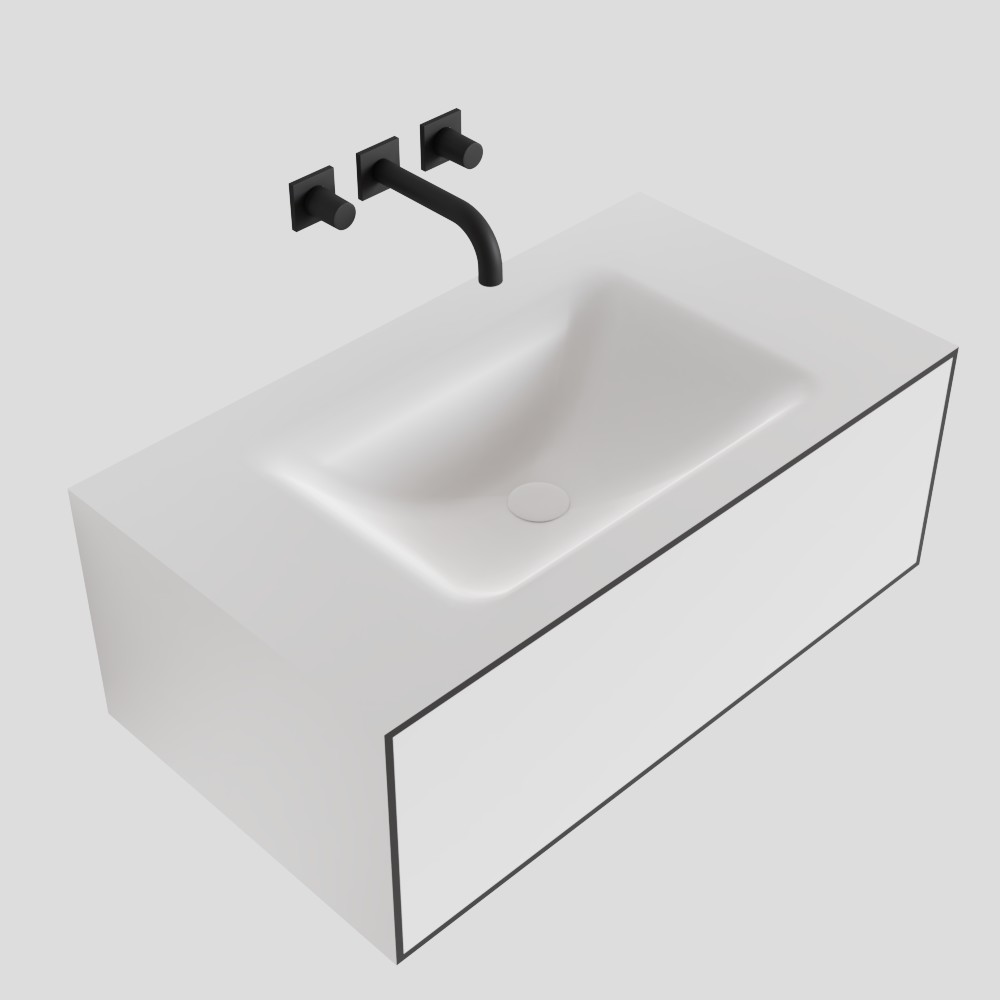 MONDIAZ LAGOM 80cm mueble de baño solid surface Talc 1 cajón lavabo CLOUD Centro sin orificio 4 MONDIAZ LAGOM 80cm mueble de baño solid surface Talc 1 cajón lavabo CLOUD Centro sin orificio - Imagen 4