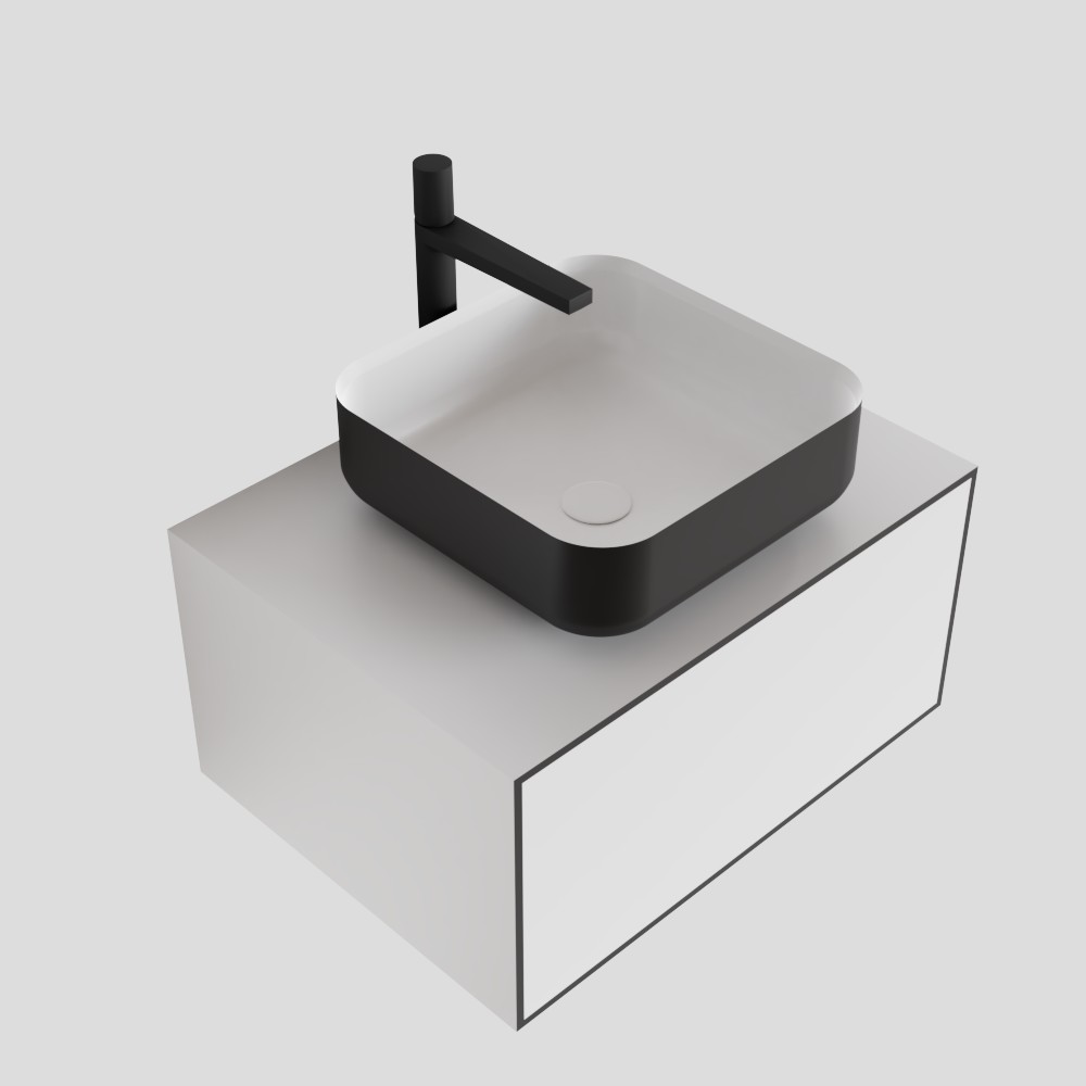 MONDIAZ LAGOM 60cm mueble de baño solid surface Talc 1 cajón BINX Centro 1 orificio 4 MONDIAZ LAGOM 60cm mueble de baño solid surface Talc 1 cajón BINX Centro 1 orificio - Imagen 4