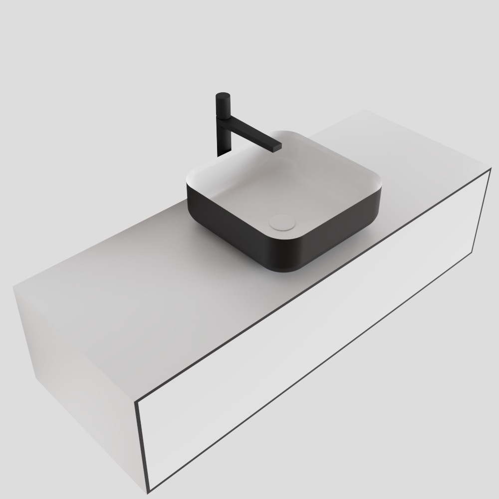 MONDIAZ LAGOM 120cm mueble de baño solid surface Talc 1 cajón BINX Centro 1 orificio 4 MONDIAZ LAGOM 120cm mueble de baño solid surface Talc 1 cajón BINX Centro 1 orificio - Imagen 4