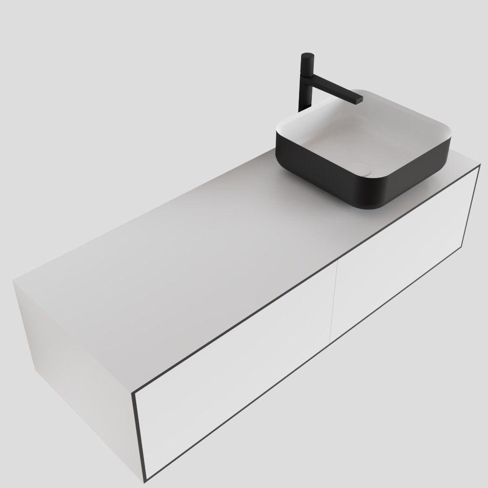 MONDIAZ LAGOM 120cm mueble de baño solid surface Talc 2 cajones BINX Derecho 1 orificio 4 MONDIAZ LAGOM 120cm mueble de baño solid surface Talc 2 cajones BINX Derecho 1 orificio - Imagen 4