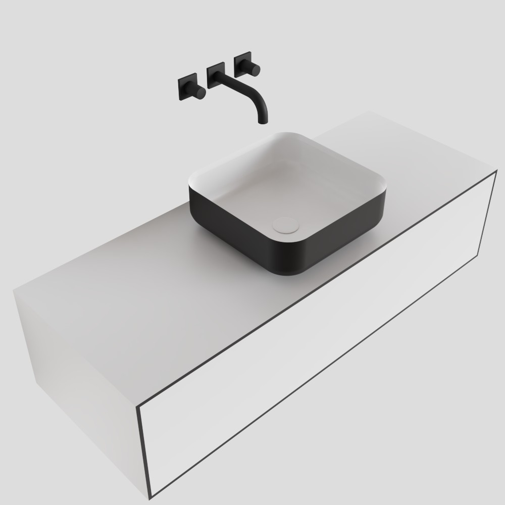 MONDIAZ LAGOM 120cm mueble de baño solid surface Talc 1 cajón BINX Centro sin orificio 4 MONDIAZ LAGOM 120cm mueble de baño solid surface Talc 1 cajón BINX Centro sin orificio - Imagen 4