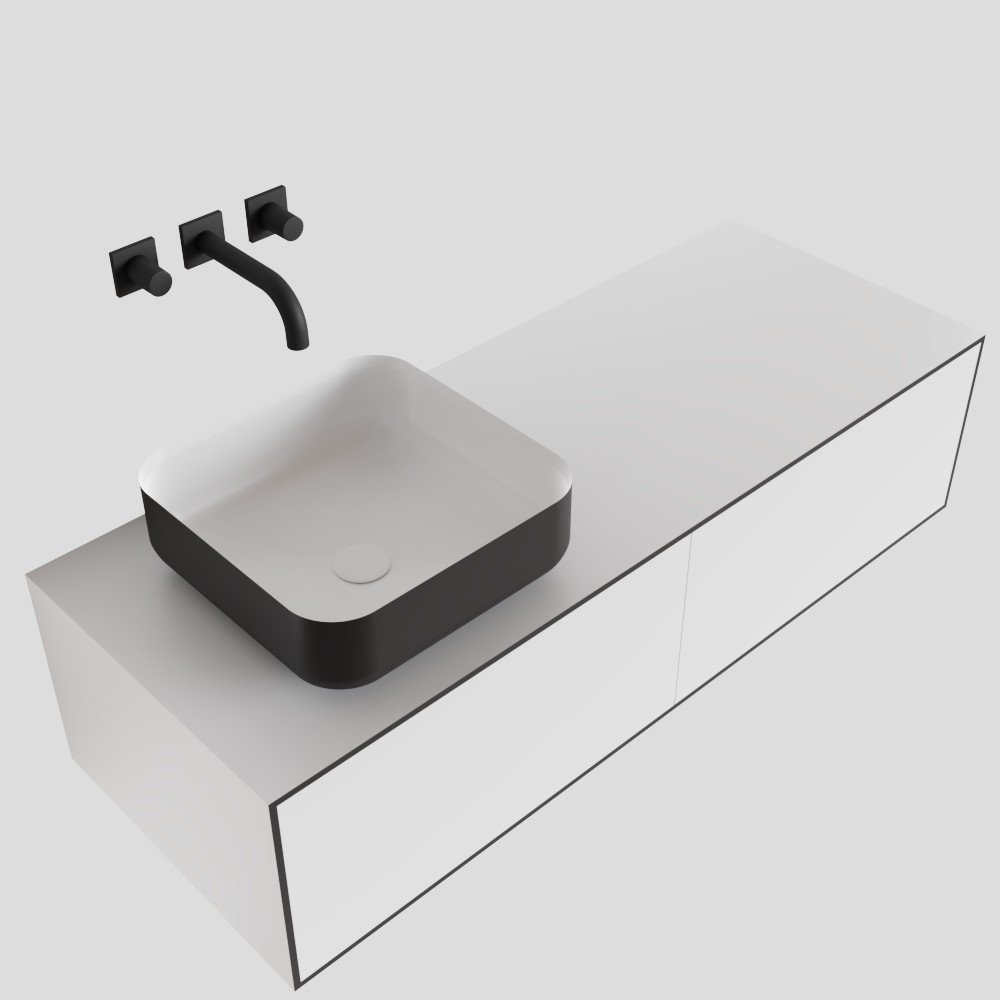 MONDIAZ LAGOM 120cm mueble de baño solid surface Talc 2 cajones BINX Izquierda sin orificio 4 MONDIAZ LAGOM 120cm mueble de baño solid surface Talc 2 cajones BINX Izquierda sin orificio - Imagen 4