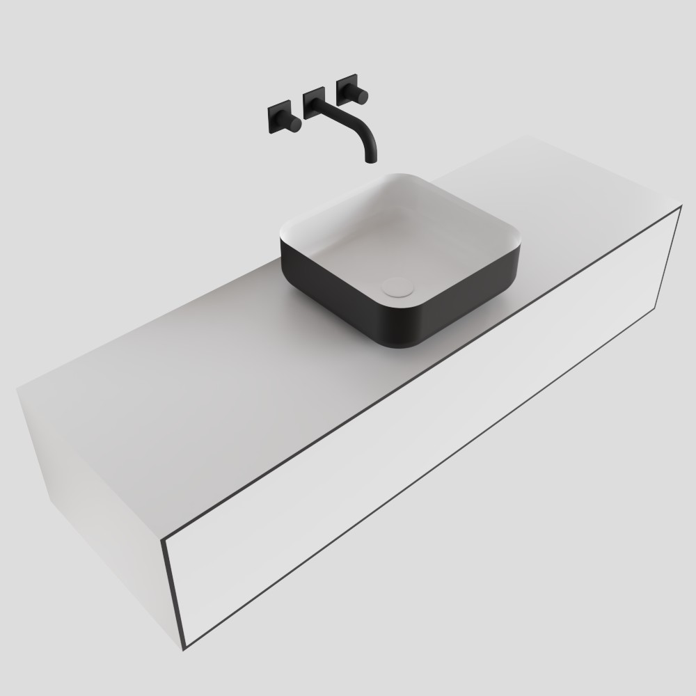 MONDIAZ LAGOM 140cm mueble de baño solid surface Talc 1 cajón BINX Centro sin orificio 4 MONDIAZ LAGOM 140cm mueble de baño solid surface Talc 1 cajón BINX Centro sin orificio - Imagen 4