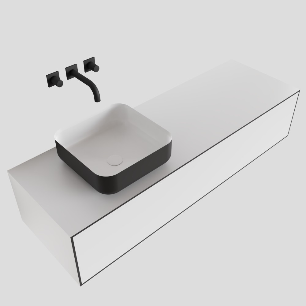 MONDIAZ LAGOM 140cm mueble de baño solid surface Talc 1 cajón BINX Izquierda sin orificio 4 MONDIAZ LAGOM 140cm mueble de baño solid surface Talc 1 cajón BINX Izquierda sin orificio - Imagen 4