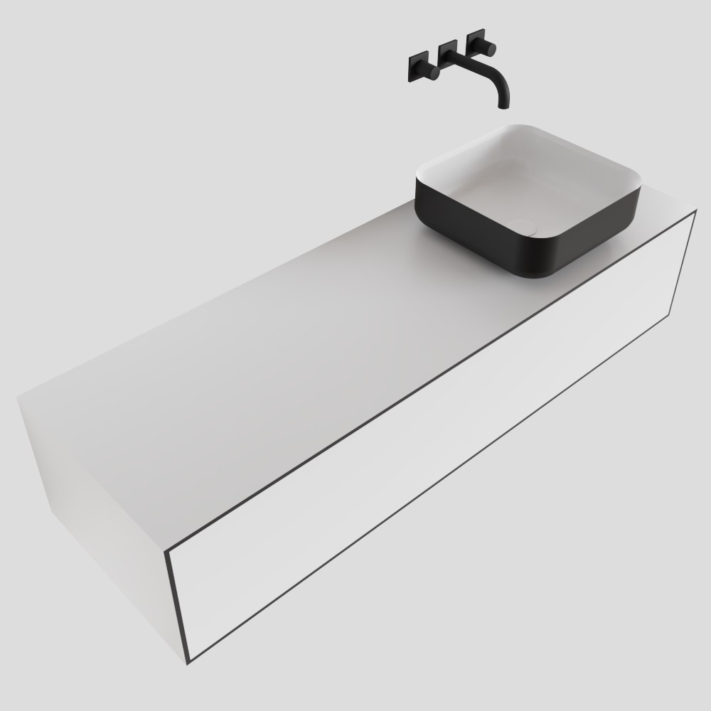MONDIAZ LAGOM 140cm mueble de baño solid surface Talc 1 cajón BINX Derecho sin orificio 4 MONDIAZ LAGOM 140cm mueble de baño solid surface Talc 1 cajón BINX Derecho sin orificio - Imagen 4