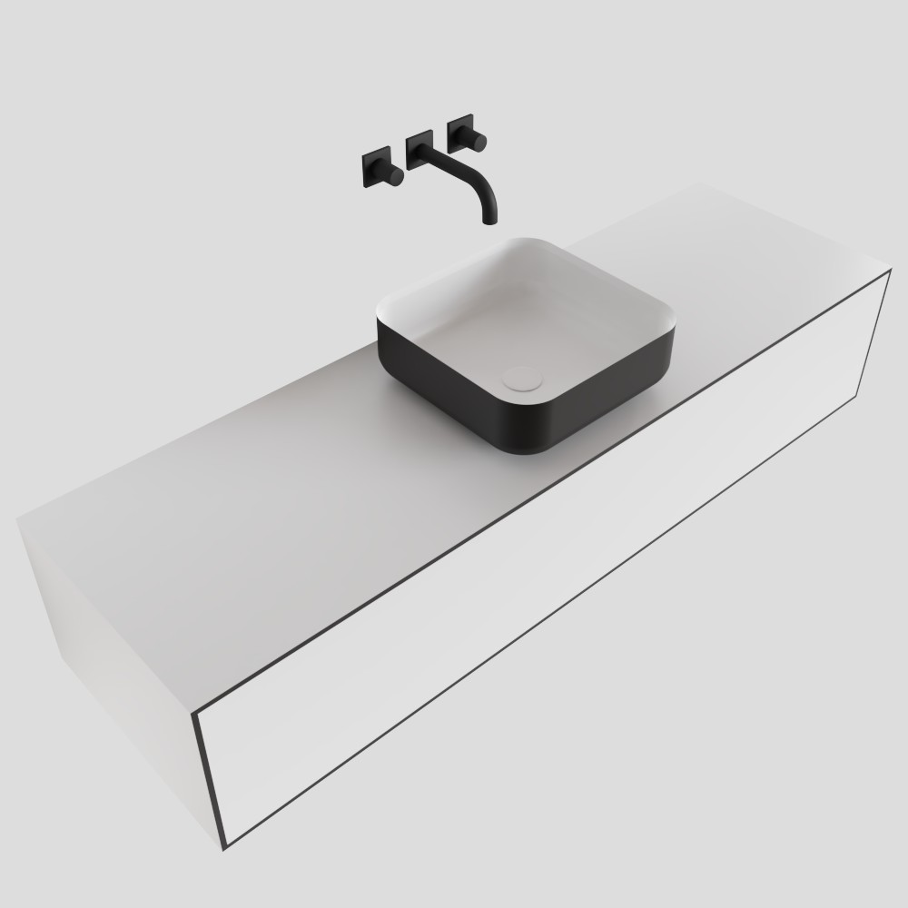 MONDIAZ LAGOM 150cm mueble de baño solid surface Talc 1 cajón BINX Centro sin orificio 4 MONDIAZ LAGOM 150cm mueble de baño solid surface Talc 1 cajón BINX Centro sin orificio - Imagen 4