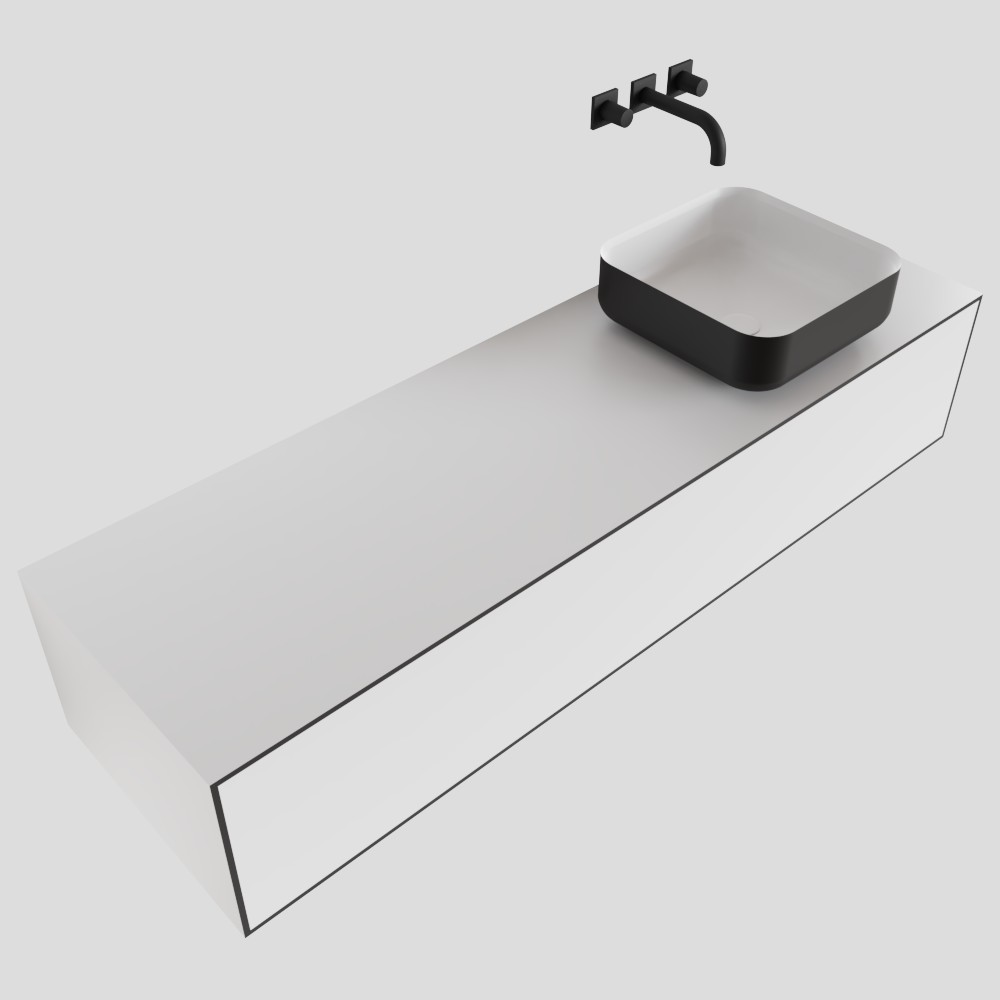MONDIAZ LAGOM 150cm mueble de baño solid surface Talc 1 cajón BINX Derecho sin orificio 4 MONDIAZ LAGOM 150cm mueble de baño solid surface Talc 1 cajón BINX Derecho sin orificio - Imagen 4