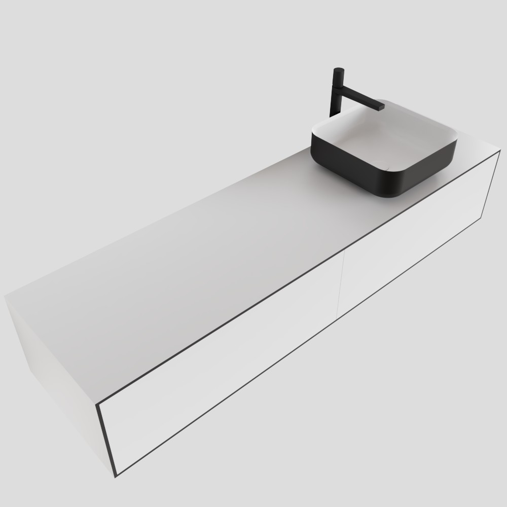 MONDIAZ LAGOM 160cm mueble de baño solid surface Talc 2 cajones BINX Derecho 1 orificio 4 MONDIAZ LAGOM 160cm mueble de baño solid surface Talc 2 cajones BINX Derecho 1 orificio - Imagen 4
