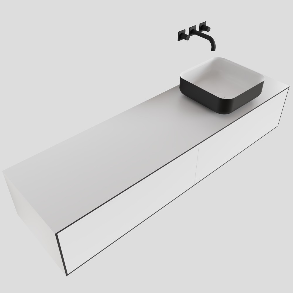 MONDIAZ LAGOM 160cm mueble de baño solid surface Talc 2 cajones BINX Derecho sin orificio 4 MONDIAZ LAGOM 160cm mueble de baño solid surface Talc 2 cajones BINX Derecho sin orificio - Imagen 4