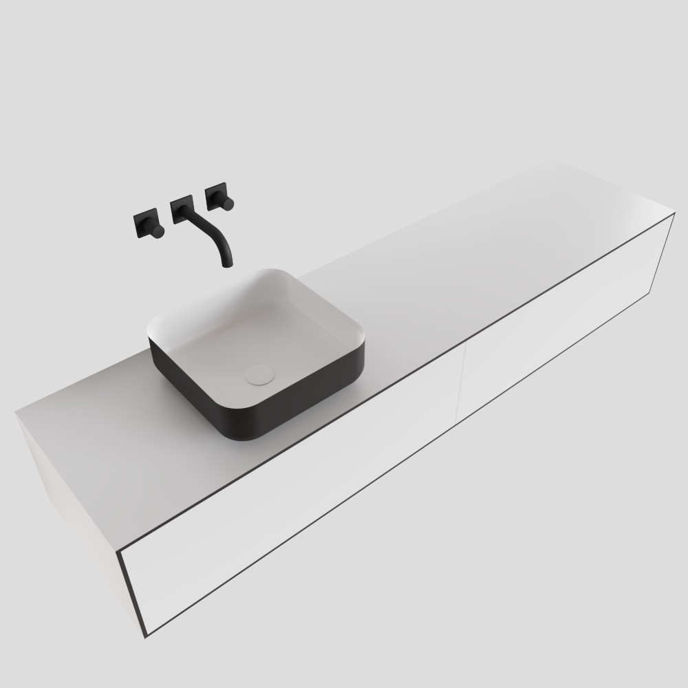 MONDIAZ LAGOM 180cm mueble de baño solid surface Talc 2 cajones BINX Izquierda sin orificio 4 MONDIAZ LAGOM 180cm mueble de baño solid surface Talc 2 cajones BINX Izquierda sin orificio - Imagen 4