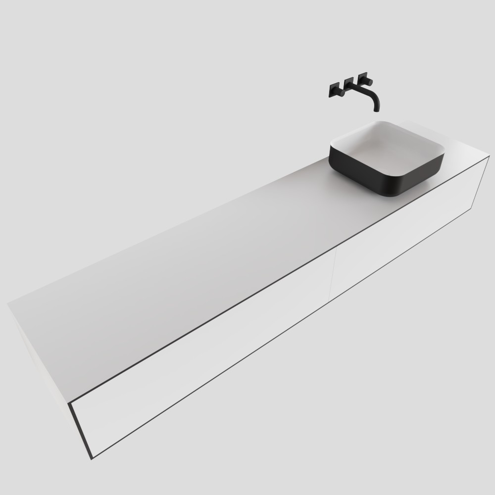 MONDIAZ LAGOM 200cm mueble de baño solid surface Talc 2 cajones BINX Derecho sin orificio 4 MONDIAZ LAGOM 200cm mueble de baño solid surface Talc 2 cajones BINX Derecho sin orificio - Imagen 4