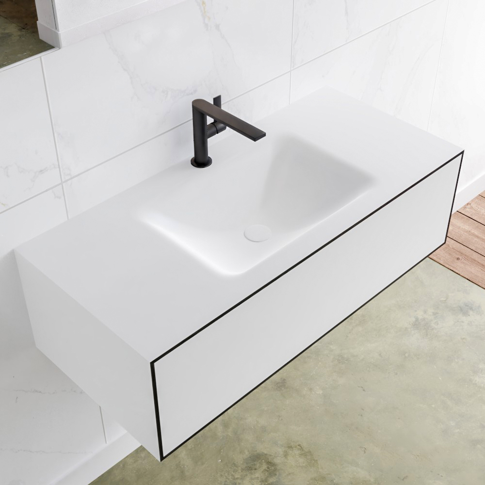MONDIAZ LAGOM 100cm mueble de baño solid surface Urban 1 cajón lavabo CLOUD Centro 1 orificio 1 MONDIAZ LAGOM 100cm mueble de baño solid surface Urban 1 cajón lavabo CLOUD Centro 1 orificio
