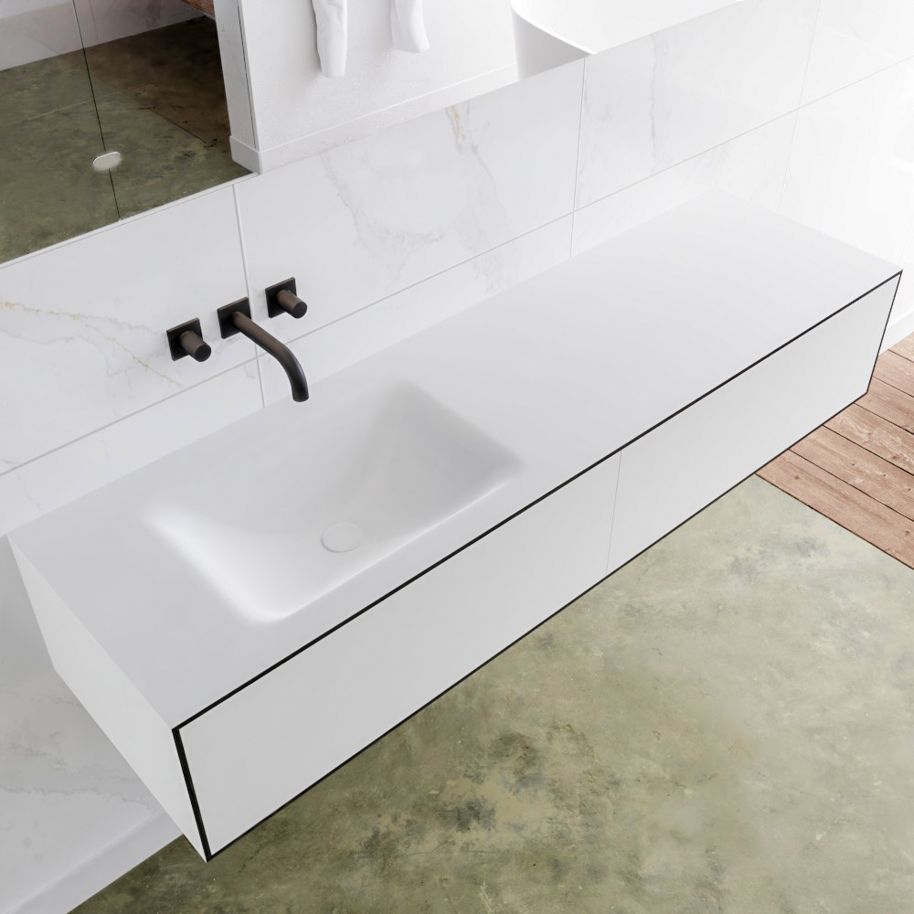 MONDIAZ LAGOM 160cm mueble de baño solid surface Urban 2 cajones lavabo CLOUD Izquierda sin orificio 1 MONDIAZ LAGOM 160cm mueble de baño solid surface Urban 2 cajones lavabo CLOUD Izquierda sin orificio